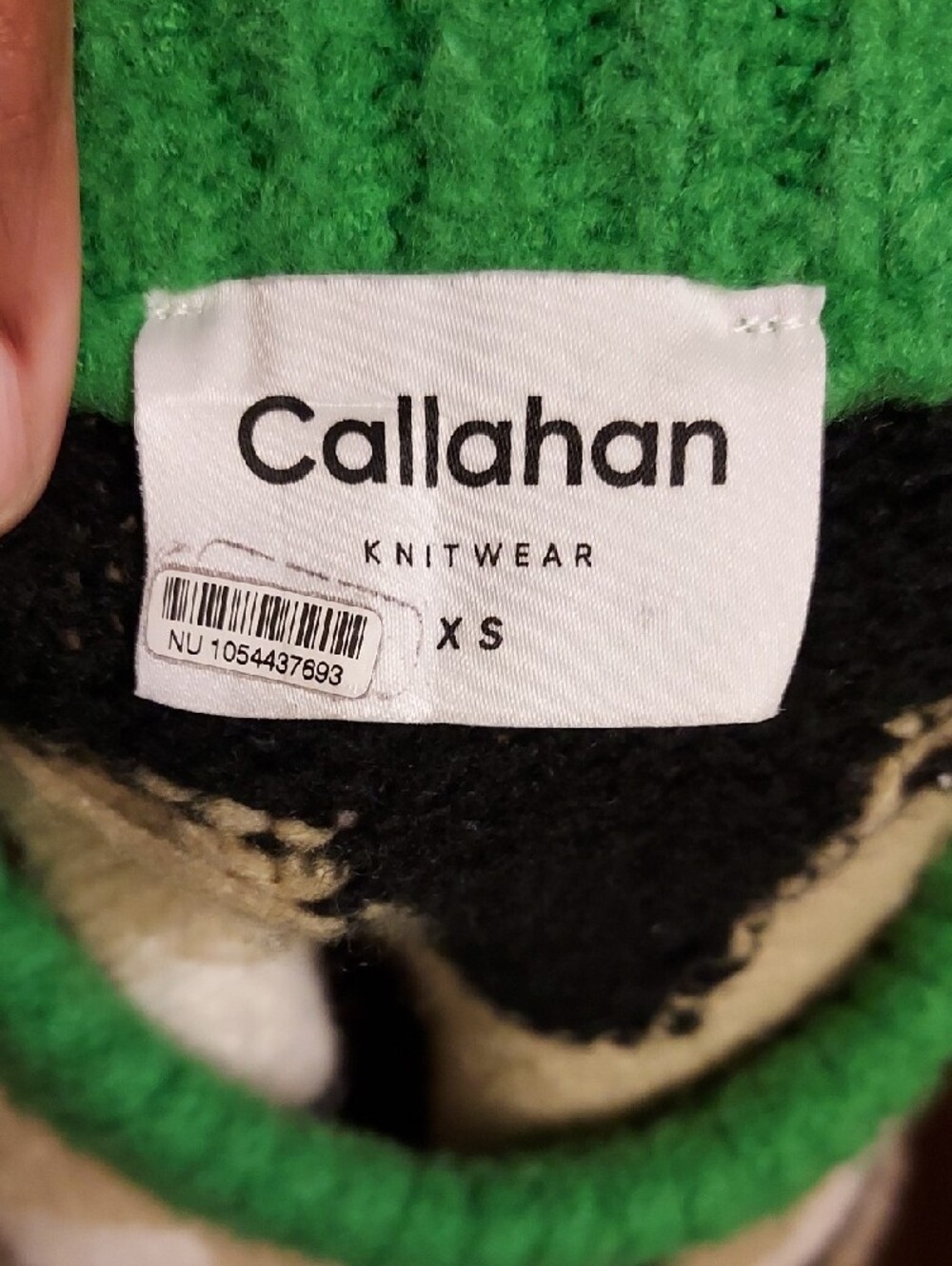 Callahan Green, Cream & Black Geometric Crewneck Sweater - Picture 2 of 5